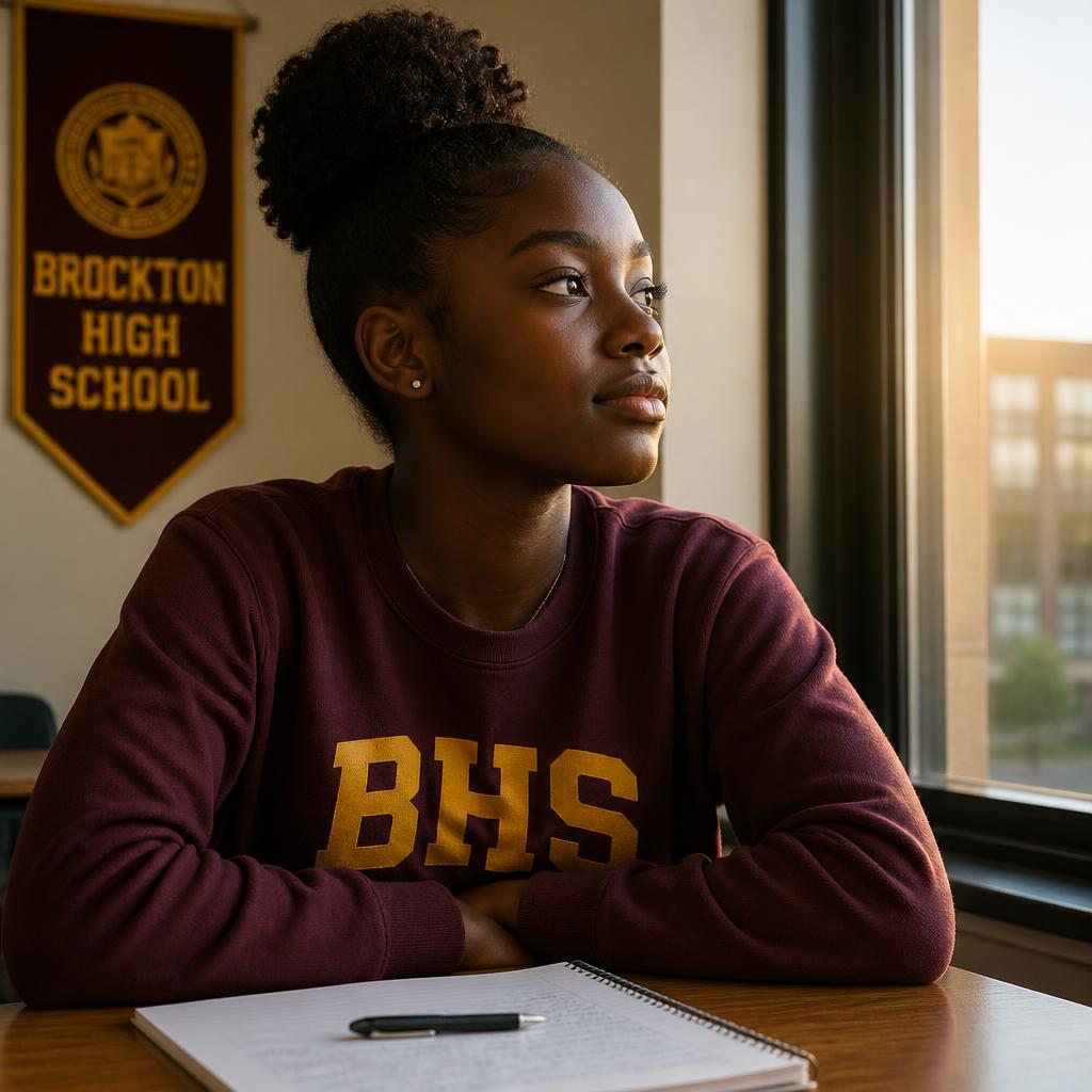 A student studying by a window